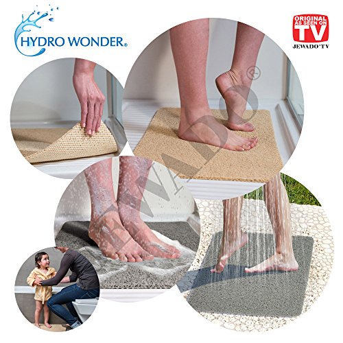 Hydro Wonder® - Alfombrilla antideslizante de lujo para bañera y ducha, 40 x 60 cm, en color beige o gris, producto original anunciado en la televisión alemana, gris, 40 x 60 cm