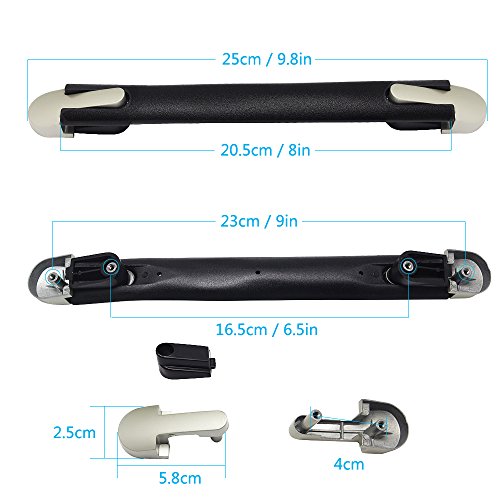 Hysagtek Juego de maletas de repuesto, mango negro, asa de repuesto, correa de repuesto para maleta, caja de herramientas, funda de guitarra, 9,8 pulgadas
