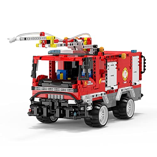 HZIH Technic Juguete De Bloques De Construcción De Camión De Bomberos con Control Remoto,1320+ Piezas City Fire Rescue Truck Simulación Modelo,Montaje De Juguetes Educativos para Niños A