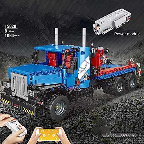 HZIH Technics Bloque De Construcción De Remolque,2.4G/App Control Remoto Remolque Eléctrico Juguete Bloque De Construcción Ensamblado De Partículas Pequeñas,Compatibles con Lego Technic A