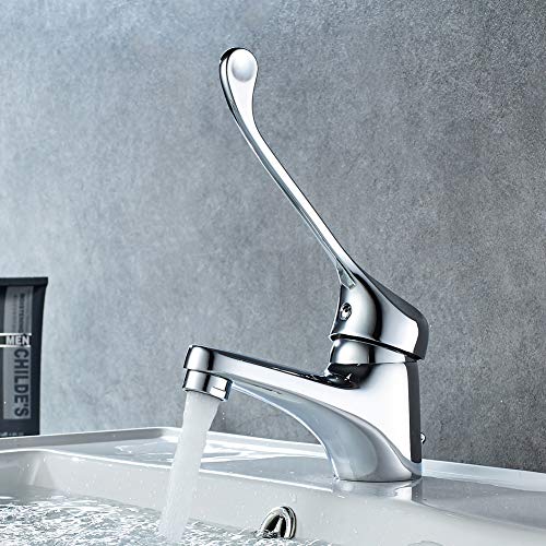 Ibergrif Bari, Grifo Gerontológico Lavabo, Mezclador Monomando para Baño, Cromo