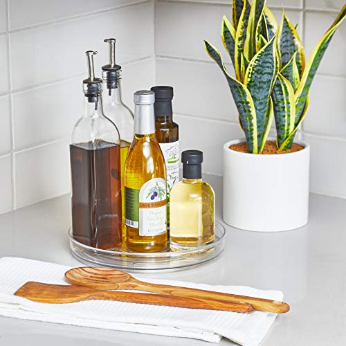iDesign Organizador de cocina, plato giratorio pequeño de plástico sin BPA para la despensa, porta especias giratorio para tarros de almacenamiento y especias, transparente