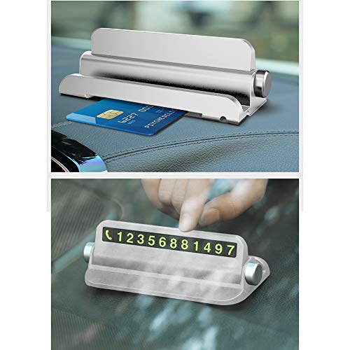 ihreesy Placa de Número de Estacionamiento Temporal,Soporte de Montaje de Teléfono Móvil para Automóvil con Placa de Número,Placa de Pegatinas de Número de Tarjeta de Estacionamiento Luminosa,Blanco
