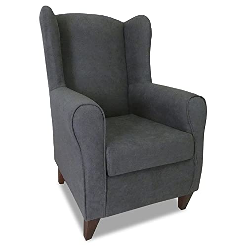 Imperial Relax | Butaca Sillón Orejero | Medidas: 90 x 75 x 68 | Tela Antimanchas | Sillón Tapizado (Gris Oscuro)