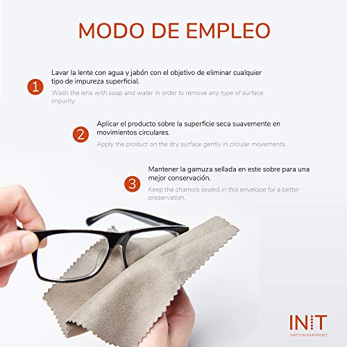 INIT - Gamuza Antivaho para Gafas con 200 usos - Limpia Gafas Anti Vaho Ideales para Personas Que Llevan Gafas con mascarilla - Toallita de Microfibras - Paño Antivaho sin Necesidad de liquidos.