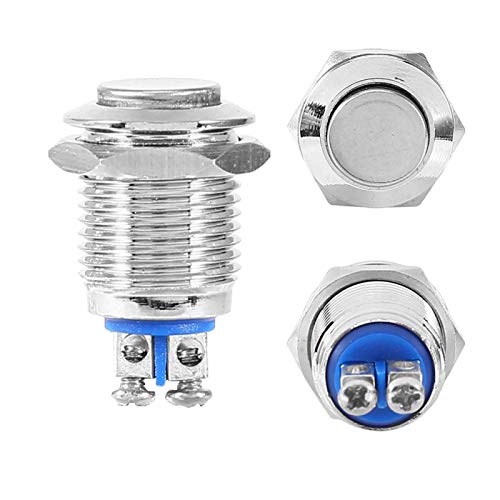 Interruptor Momentáneo Pequeño 12v Metal Impermeable 12mm Botón de Inicio Botón Pulsador Momentáneo Interruptor Eléctrico