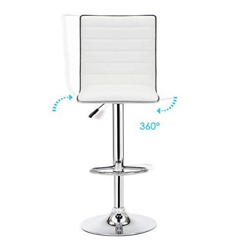 IntimaTe WM Heart 2 x Taburetes de Bar, Taburetes Altos De Cocina con Respaldo, Taburete Giratorio de Cuero Artificial, Altura Regulable, Reposapiés y Base Cromado, para Bar Cocina Familia, Blanco