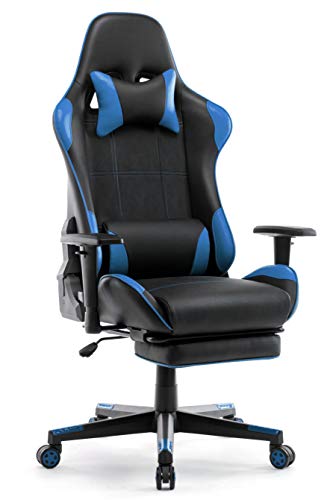 IntimaTe WM Heart Silla Gaming, Silla Gamer con Reposapiés Silla Escritorio Giratoria Altura Ajustable Respaldo Inclinable hasta 135 ° PU (Azul)