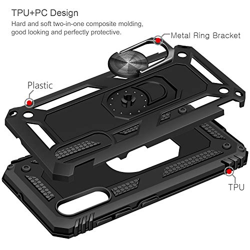 ivencase Funda Samsung Galaxy + Cristal Templado, 360 Anillo iman Soporte, Hard PC y Silicona TPU Bumper antigolpes Case Carcasa