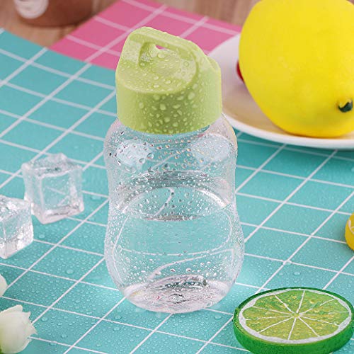 JIUYECAO Botella de agua de plástico de 200 ml Mini botella de agua linda para niños portátil a prueba de fugas pequeña botella de agua Bpa libre