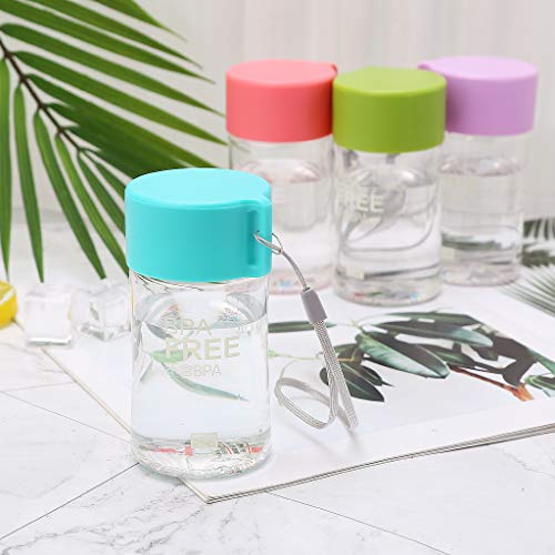 JIUYECAO Botella de agua plástica de 150 ml mini botella de agua linda para niños portátil a prueba de fugas pequeña botella de agua