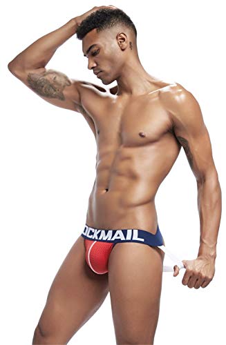 JOCKMAIL Calzoncillos Sexy para Hombre Tangas suspensorios para Hombre sexywear Transpirable Ropa Interior Gay (M, Rojo)