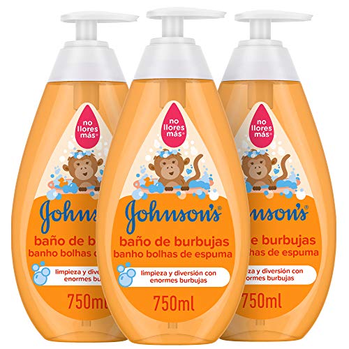 Johnson's Baby Baño de Burbujas para niños, formulado para la piel delicada de los bebés - 3 x 750 ml