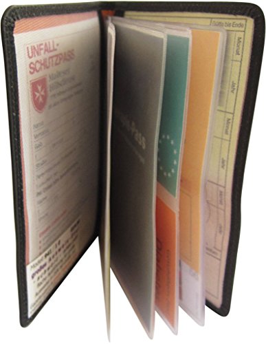 josybag SOS grande Funda de cuero - negro - Din A6 funda para sus documentos de identidad cubierta de aparcamiento de minusválidos móvil