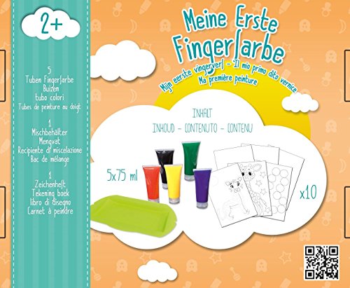Joustra 41923 – Mi Primer Finger Color – Producto para niños pequeños, 5 Tubos Dedos Color Mixto, 1 Caja, 1 Cuaderno de Dibujo, poliproileno Bar