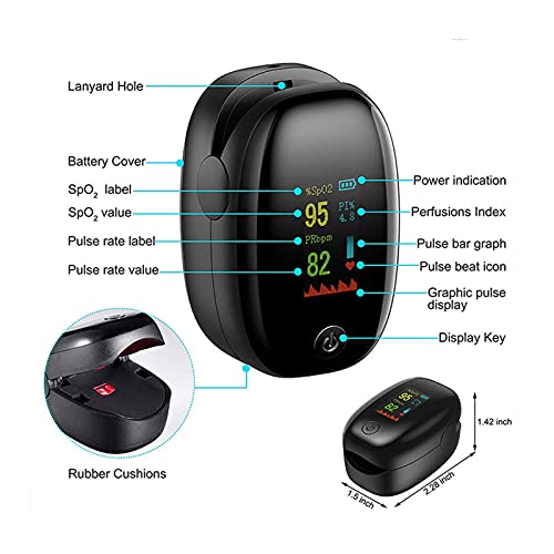 Joyfitness Inicio Oxímetro De Pulso Oxímetro De Pulso De Dedo para Niños Adultos Anciano, para Bajo Nivel De Saturación De Oxígeno En Sangre Monitor Pulso Monitor De Frecuencia Cardíaca Pantalla OLED