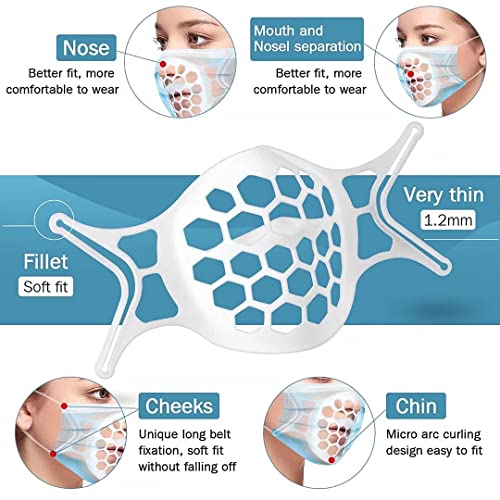 KAIYZP Soporte facial de silicona 3D, más grande, ofrece un espacio respirable más cómodo, soporte nasal interno reutilizable, más adecuado para hombres 5 piezas