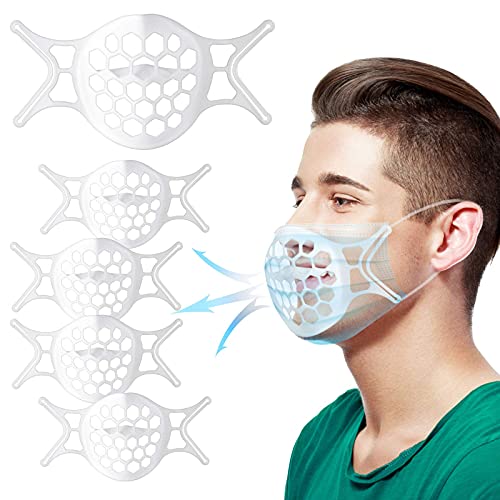 KAIYZP Soporte facial de silicona 3D, más grande, ofrece un espacio respirable más cómodo, soporte nasal interno reutilizable, más adecuado para hombres 5 piezas