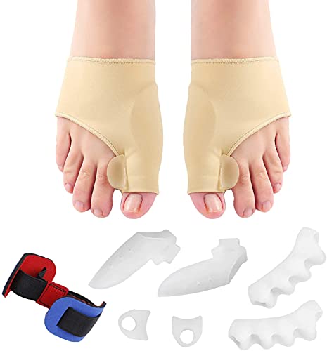 Kit de corrección de dedos, Hallux Valgus, Corrector de Hallux Valgus, Separador de dedos - Separador de dedos de silicona - Hallux Valgus y dedos cosidos - para dolor de juanete (9 piezas)