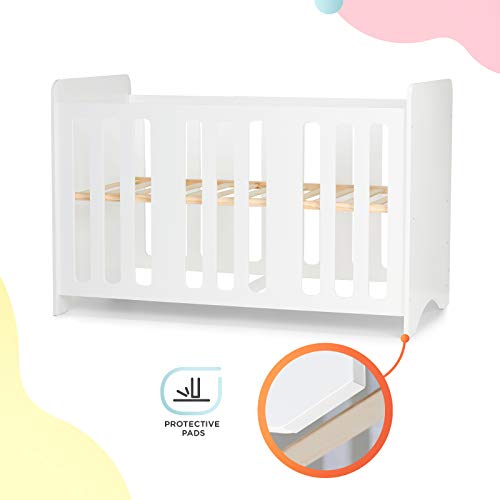 kk Kinderkraft Cuna Bebe STELLO, Fondo de Madera, 3 Niveles de Ajuste, 120 x 60 cm, Blanco