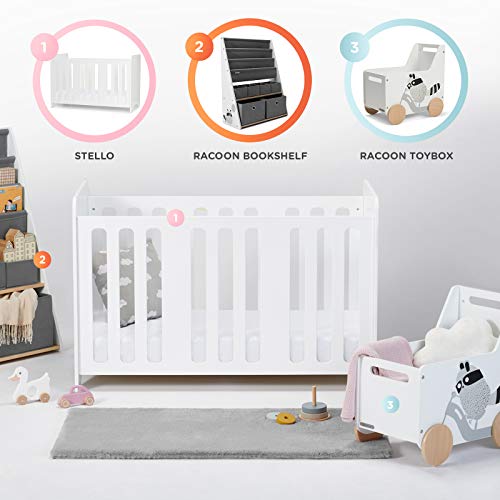kk Kinderkraft Cuna Bebe STELLO, Fondo de Madera, 3 Niveles de Ajuste, 120 x 60 cm, Blanco