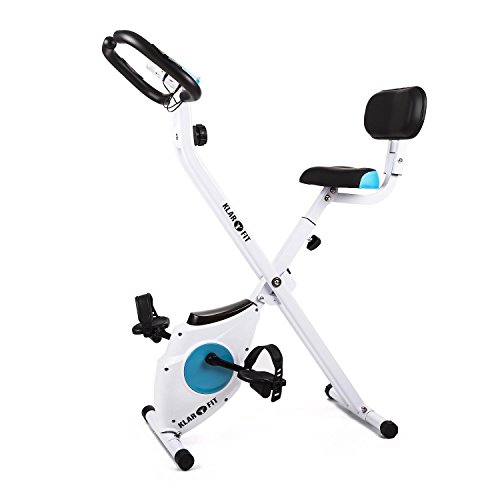 Klarfit Azura - bicicletas estaticas, bicicleta estatica, bici estatica, Ordenador de entrenamiento, Medidor de pulso, 8 niveles de resistencia, Volante de inercia 3 kg, Máx. 100 kg, Respaldo, Blanco