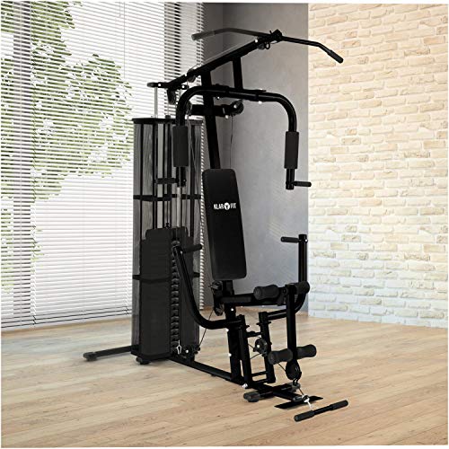 Klarfit Ultimate Gym - Máquina multifunción musculación, Multiestación musculacion, Máquina de musculación, Hombros, Espalda, Brazos, isquiotibiales y glúteos, Acolchada, Negro