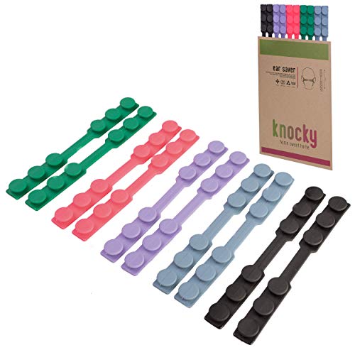 KNOCKY 10 Piezas Salvaorejas de Silicona para Mascarillas - Protector de Orejas y Enganches Soportes para Mascarillas - Sujeta Mascarillas con Adaptador Ajustable de 3 Ganchos