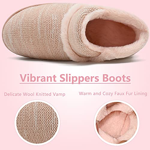 KuaiLu Zapatillas Casa Bota Mujer Invierno Cerradas Peluche Piel Babuchas Comoda Caliente Peludas Slippers Ortopedicas Memory Foam Pantuflas Botines Antideslizante Goma Suela Rosa 38