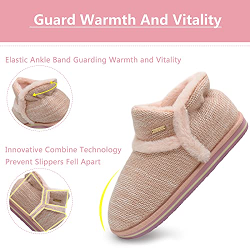 KuaiLu Zapatillas Casa Bota Mujer Invierno Cerradas Peluche Piel Babuchas Comoda Caliente Peludas Slippers Ortopedicas Memory Foam Pantuflas Botines Antideslizante Goma Suela Rosa 38
