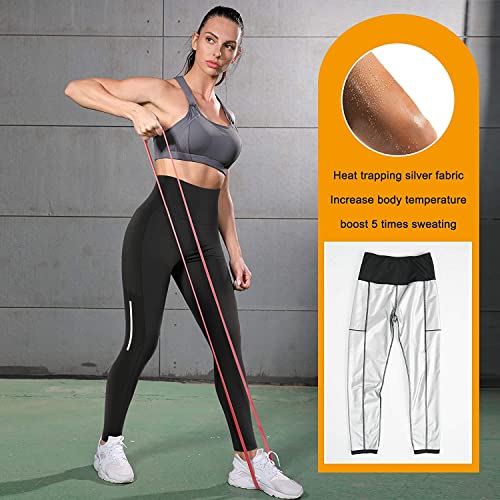 KUMAYES Pantalones Sauna Mujer Leggins Reductores Adelgazantes Mallas Fitness Push Up Pantalón de Sudoración Leggins Anticeluliticos Cintura Alta para Deporte