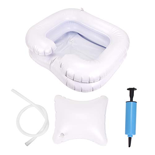 LACKINGONE Juego de Lavabos Inflables para Lavar El Cabello, para Ancianos, Discapacitados, Embarazadas, Heridas, Postradas en Cama, Minusválidos, Lavabo de Champú Portátil Baño de Cama