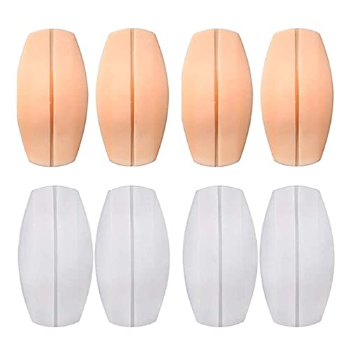 LEEQ - almohadillas de silicona para sujetador, soporte antideslizante para alivio del dolor, almohadillas de hombro, color blanco y rosa, 8 unidades