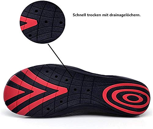 LeKuni Unisex Zapatos de Agua de Natación Calzado de Secado Rápido Respirable Soles de Color Zapatos de Agua Piscina Playa-1718BlackJY39