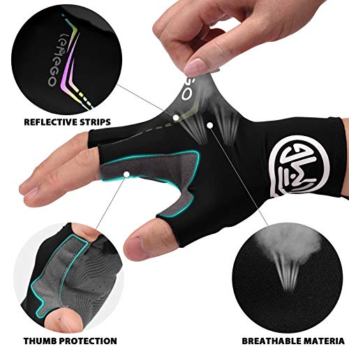 LEMEGO Guantes de Ciclismo para Hombre Mujere Guantes Bicicleta Gimnasio Verano Medio-Dedo Reflexivo Transpirable Antideslizante Acolchado MTB Moto Scooter Deporte Cámping Excursionismo