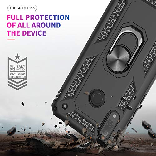LeYi Funda Huawei P Smart Z Armor Carcasa con 360 Anillo iman Soporte Hard PC y Silicona TPU Bumper antigolpes Fundas Carcasas Case para movil P Smart Z con HD Protector de Pantalla,Negro