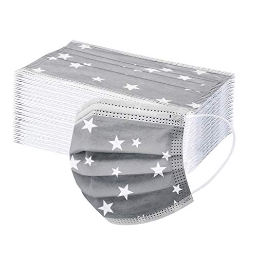 Liangyi 50pc_Mascarillas Adultos_Desechables De Adulto con Estampado De Estrella De Cinco Puntas (color13, Talla única)