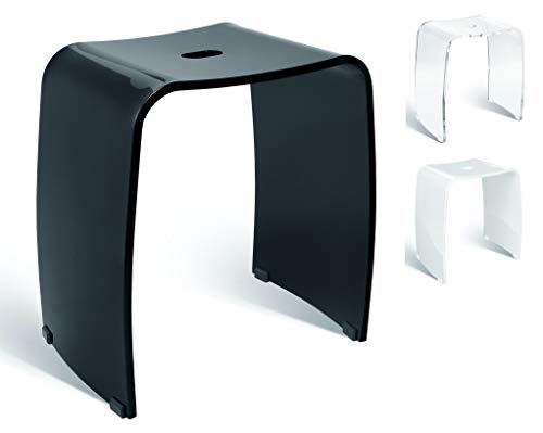 Libaro Taburete de baño Meran acrílico con asa, diseño atemporal y antideslizante, con patas de goma (negro)