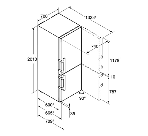 LIEBHERR Combi CBNef 5735 Comfort BioFresh NoFrost Frigorífico y Congelador 4* 2 puertas A+++ Pantalla Color 2,4"" 201x70x66,5 cm 4 Estantes 2 Portabotellas 5 Cajones Inox