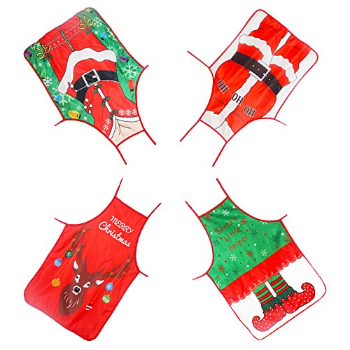 Lifreer 4 delantales de Navidad, delantales de fiesta de Navidad, delantal de decoración de Navidad, delantal para cocina, fiesta, manualidades, horneado, regalo, 50 cm x 70 cm
