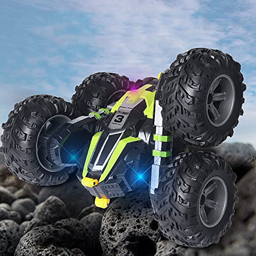 LINXIANG Todo terreno, tracción en las cuatro ruedas, vehículo todoterreno, 2,4 Ghz, doble cara, coche de acrobacias, doble cara, giratorio, todoterreno, coche eléctrico de juguete, niños, niñas, niño