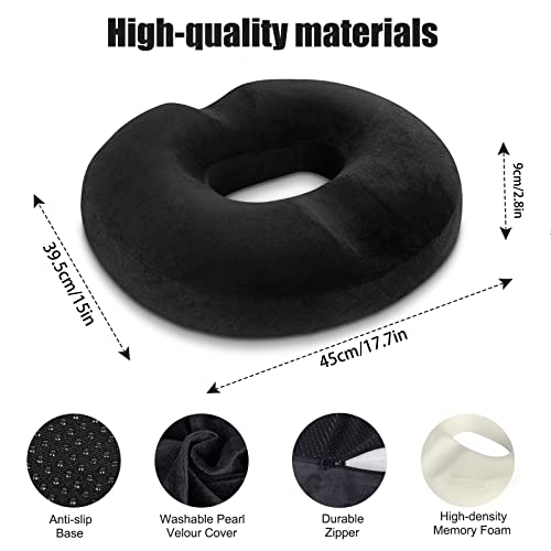 LITSPOT Cojín para Coxis Espuma para Hemorroides, Anillo Ortopédico de Espuma Viscoelástica para Coxis, Almorranas, Dolor Rabadilla, Próstata – Hogar, Coche, Oficina, Negro