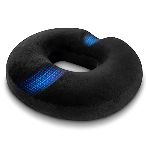 LITSPOT Cojín para Coxis Espuma para Hemorroides, Anillo Ortopédico de Espuma Viscoelástica para Coxis, Almorranas, Dolor Rabadilla, Próstata – Hogar, Coche, Oficina, Negro