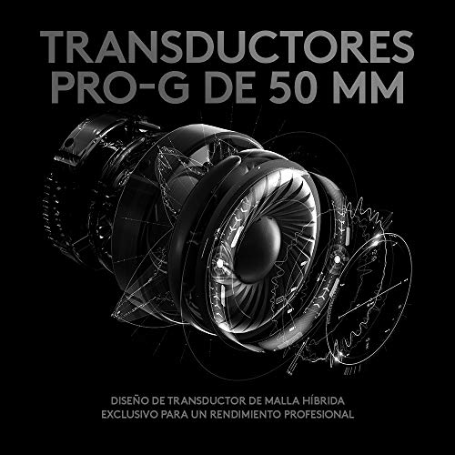 Logitech G PRO Auriculares Gaming con Cable, Transductores 50mm Pro-G , Aluminio, Acero y Espuma Viscoelástica, Cómodos y Duraderos, Para Esports, PC/PS/Xbox/Nintendo Switch - Negro