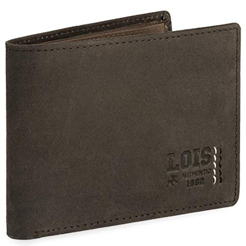 Lois - Cartera Hombre Piel Genuina Cuero. Monedero, Tarjetero con Sistema Bloqueo RFID. Marca Genuina y Original. Diseñada en España 202801, Color Marron