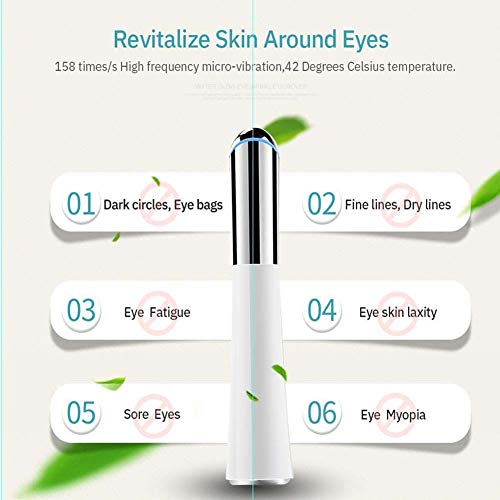 LQH -Masajeador De Ojos Eléctrico, Rodillo Masajeador Facial De Ojos Iónicos De 42 con Vibración Sónica Calentada para Aliviar La Fatiga Ocular, Antienvejecimiento, Antiarrugas,Blanco