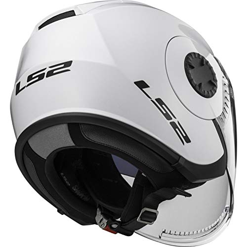 LS2 OF570 Verso Casco de Moto de Cara Abierta para Motocicleta, Scooter, Scooter, Deportes de Choque, Urbano, Certificado por la CEE, Color Blanco Brillante, XX-Large