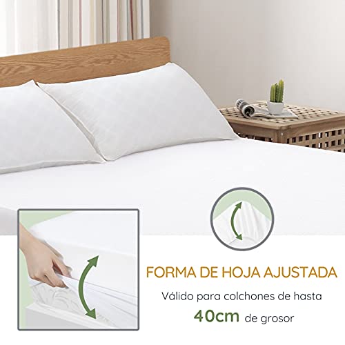 LUTE Protector Colchón 90x190/200 Impermeable y Antiacaros, Fibra de Bambú, Funda Colchón de Rizo, Transpirable, Fresco, Silencioso y Hipoalergénico con Esquinas Elásticas de 40cm de Profundidad