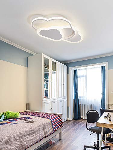 Luz de techo LED, lámpara de techo nube creativa, 32W 2700lm 42cm, con control remoto regulable 3000-6500K, blancas Aplique de pared para sala de estar Pasillo de dormitorio y habitación de infantil