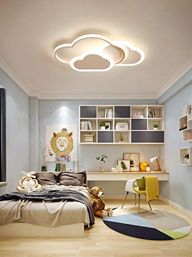 Luz de techo LED, lámpara de techo nube creativa, 32W 2700lm 42cm, con control remoto regulable 3000-6500K, blancas Aplique de pared para sala de estar Pasillo de dormitorio y habitación de infantil